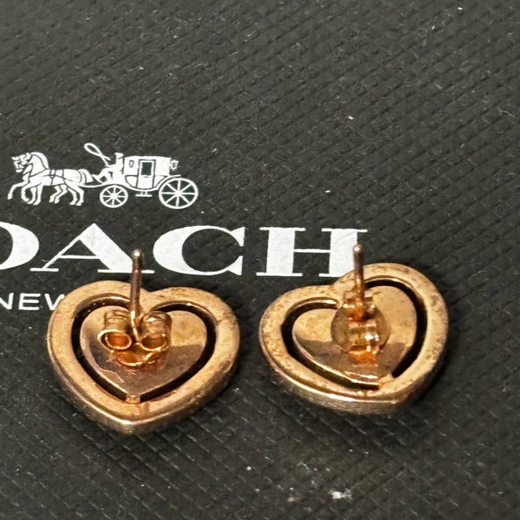 Coach Heart-Shaped Silver and Rose Gold Earrings - Picture 2 of 6